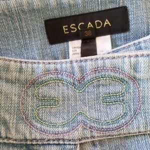 Escada bootcut jeans with pastel thread detail